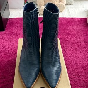 Anthropologie Navy Textured Ankle Boots